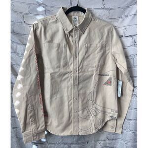 Disney Buzz‎ Lightyear Long Sleeve Button Down Cream Color Shirt Sz Youth 14